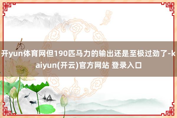 开yun体育网但190匹马力的输出还是至极过劲了-kaiyun(开云)官方网站 登录入口