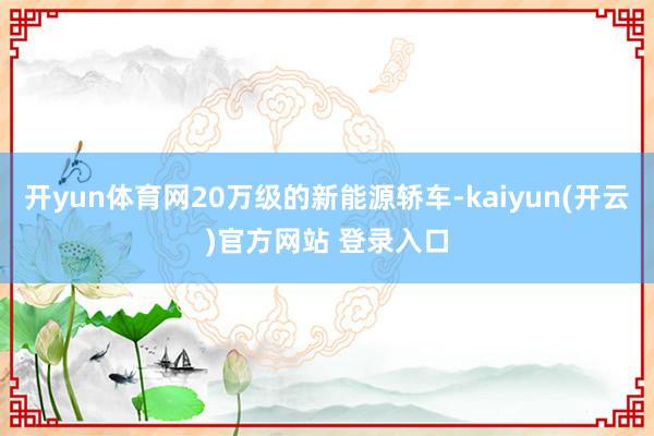开yun体育网20万级的新能源轿车-kaiyun(开云)官方网站 登录入口
