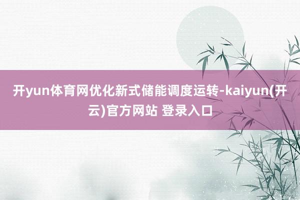 开yun体育网优化新式储能调度运转-kaiyun(开云)官方网站 登录入口