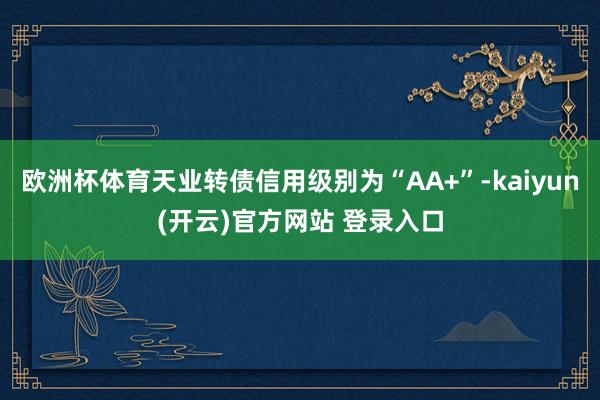 欧洲杯体育天业转债信用级别为“AA+”-kaiyun(开云)官方网站 登录入口