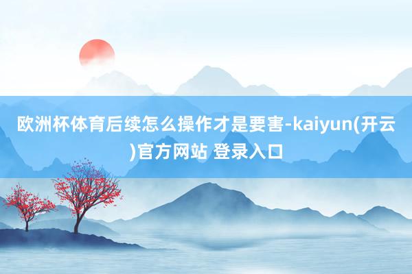 欧洲杯体育后续怎么操作才是要害-kaiyun(开云)官方网站 登录入口