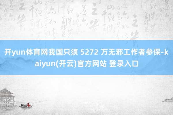 开yun体育网我国只须 5272 万无邪工作者参保-kaiyun(开云)官方网站 登录入口