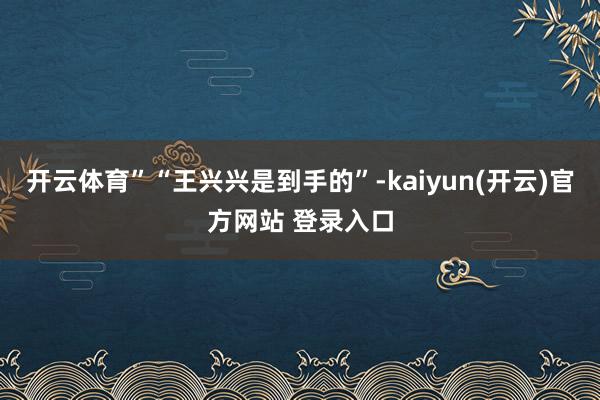 开云体育”“王兴兴是到手的”-kaiyun(开云)官方网站 登录入口