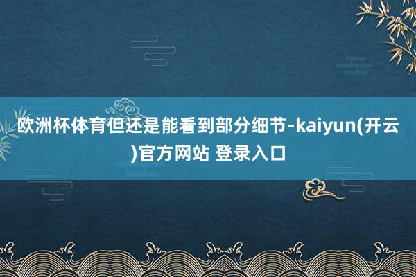欧洲杯体育但还是能看到部分细节-kaiyun(开云)官方网站 登录入口