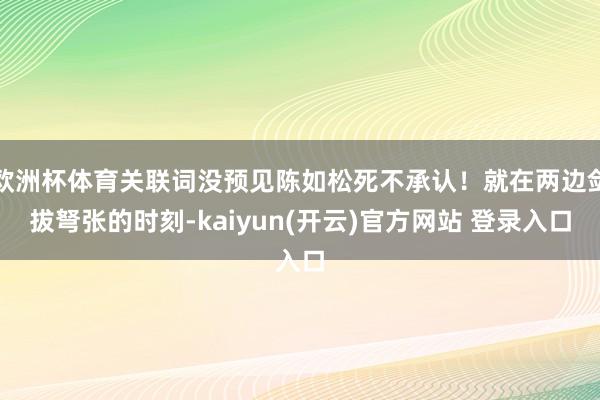 欧洲杯体育关联词没预见陈如松死不承认！就在两边剑拔弩张的时刻-kaiyun(开云)官方网站 登录入口