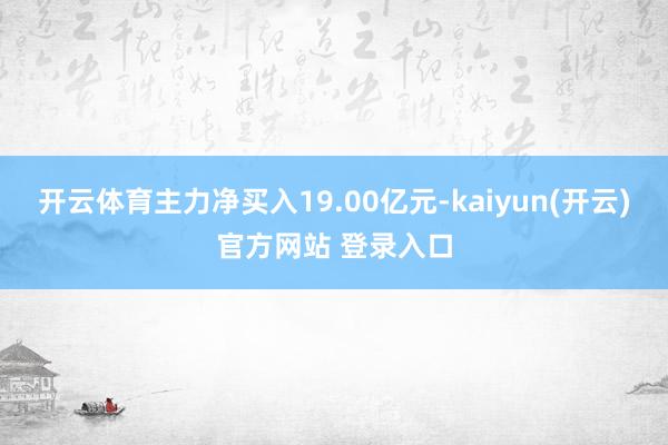 开云体育主力净买入19.00亿元-kaiyun(开云)官方网站 登录入口