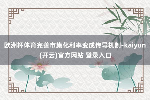 欧洲杯体育完善市集化利率变成传导机制-kaiyun(开云)官方网站 登录入口